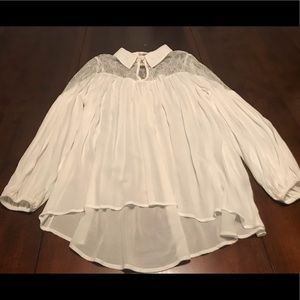 Gimme Lace shouldered cream blouse from